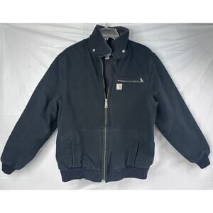 Carhartt Jacket Womens Lg Detroit Sherpa Lined Black Hooded Duck Canvas